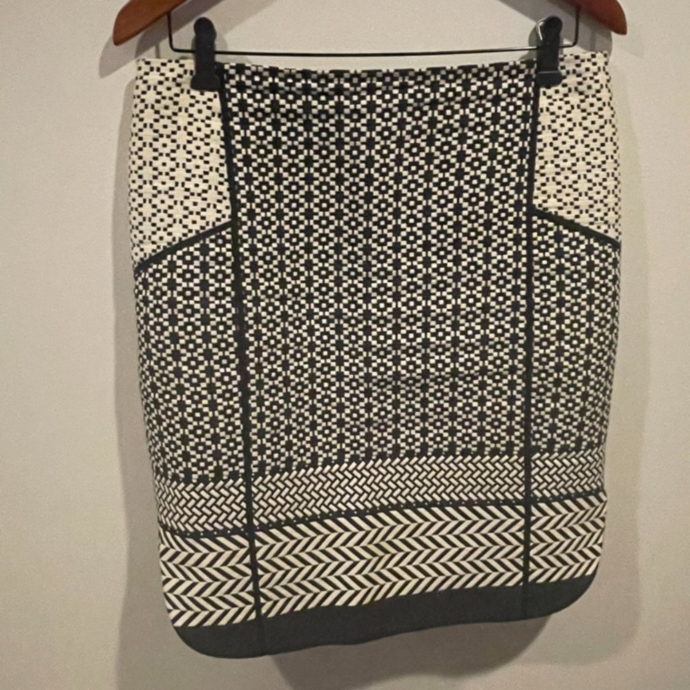 J.Crew Printed Pencil Skirt, Black/White, Size 10P